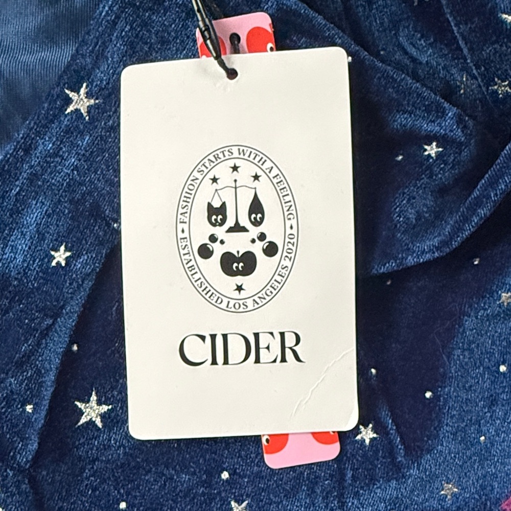 New with Tags - Cider Midnight Blue Celestial Velvet Dress - Picture 4 of 6
